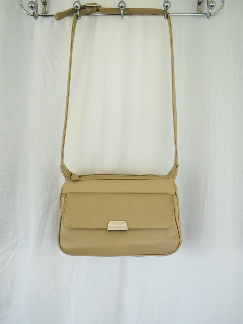 Tan Baguette Crossbody Bag